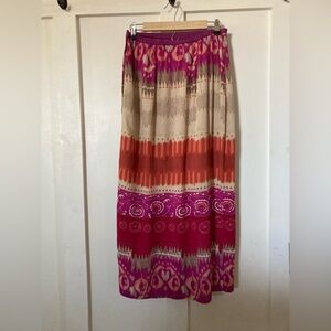Nancy Bolen for city girl 100% Rayon bohemian maxi skirt split